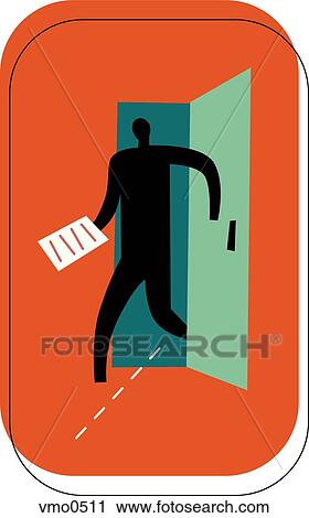 Clip Art - Businessman walking through a doorway. Fotosearch