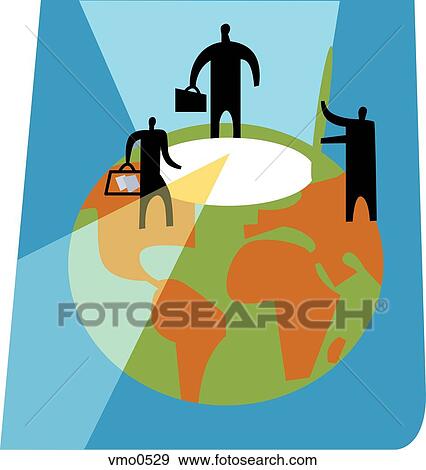 Stock Illustration - Businessmen looking inside the earth. Fotosearch