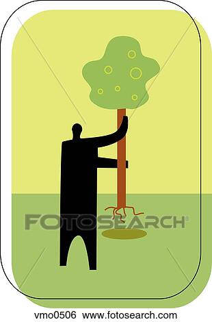 Man planting a tree View Large Illustration Stock Illustration - Man planting a tree. Fotosearch