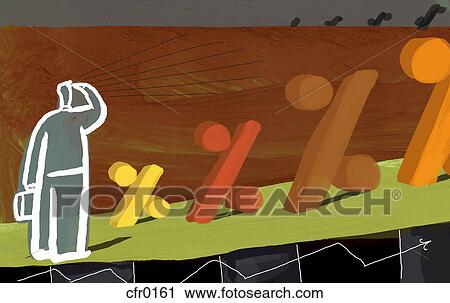 Clip Art - A businessman watching rates rise. Fotosearch
