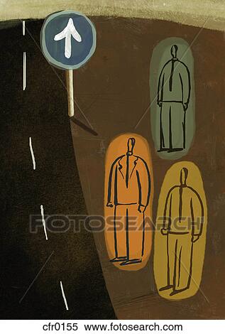 Stock Illustration - Businessmen standing on the roadside. Fotosearch