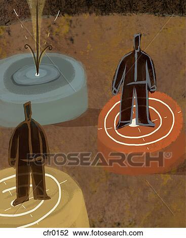 Drawing - Illustration of businessmen standing on targets. Fotosearch