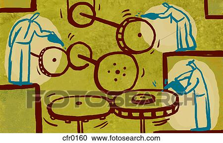 Clipart - Illustration of men oiling gears. Fotosearch