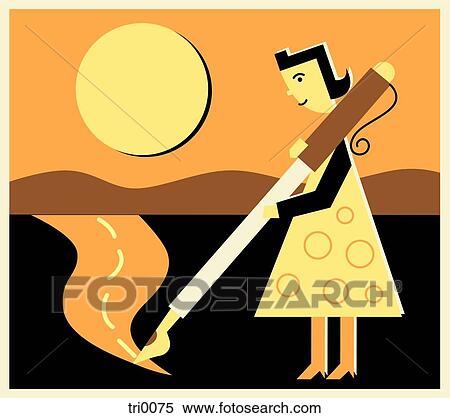 A woman creating her own path View Large Illustration Stock Illustration - A woman creating her own path. Fotosearch