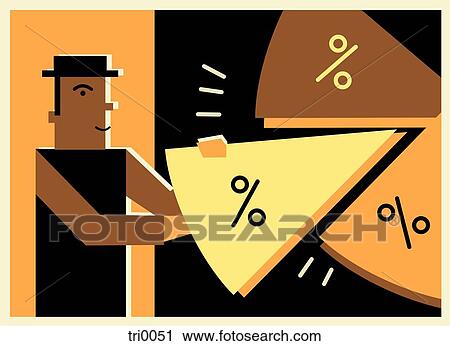 Man taking a piece of a pie chart View Large Illustration Clip Art - Man taking a piece of a pie chart. Fotosearch