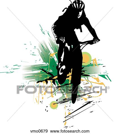 Stock Illustration - A graphic representation of a person mountain biking. Fotosearch