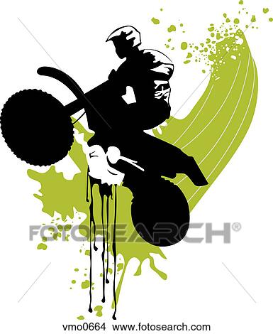 Stock Illustration - A man doing a jump with a dirt bike. Fotosearch