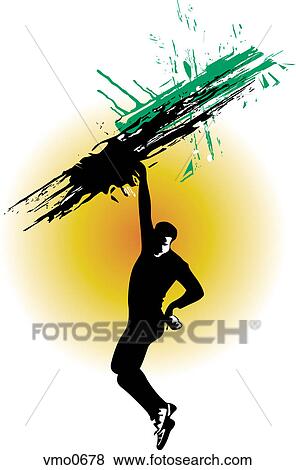 A man hanging off a cliff with his arm akimbo View Large Illustration Stock Illustration - A man hanging off a cliff with his arm akimbo. Fotosearch