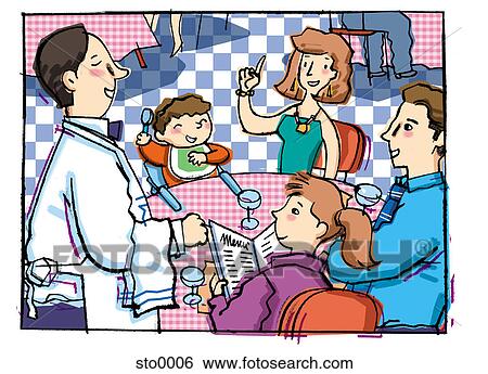 family out for dinner View Large Illustration Stock Illustration - family out for dinner. Fotosearch