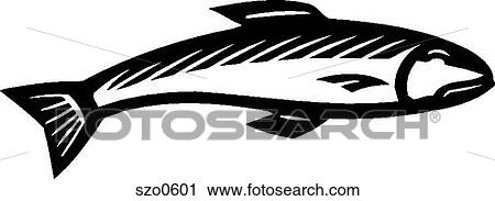 Clip Art - A black and white drawing of a fish. Fotosearch