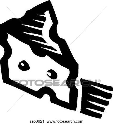 A black and white illustration of a wedge of cheese View Large Illustration Clip Art - A black and white illustration of a wedge of cheese. Fotosearch