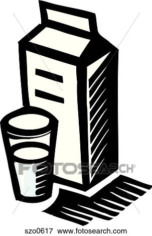 A carton of milk in black and white Stock Illustration | szo0617