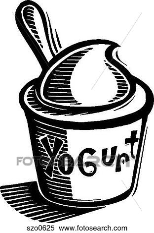 Stock Illustration - A cup of yoghurt in black and white. Fotosearch