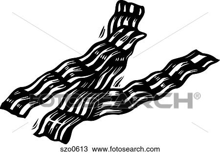 A drawing of strips of bacon in black and white View Large Illustration Drawing - A drawing of strips of bacon in black and white. Fotosearch