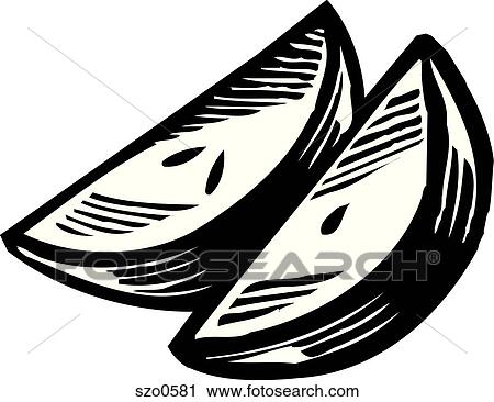 A drawing of two apple slices in black and white View Large Illustration Clip Art - A drawing of two apple slices in black and white. Fotosearch