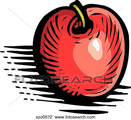 Drawing - A pictorial representation of a shiny red apple. Fotosearch