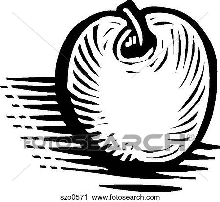 A pictorial representation of an apple in black and white View Large Illustration Clip Art - A pictorial representation of an apple in black and white. Fotosearch