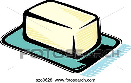 Stock Illustration - An illustration of a block of butter on a white background. Fotosearch
