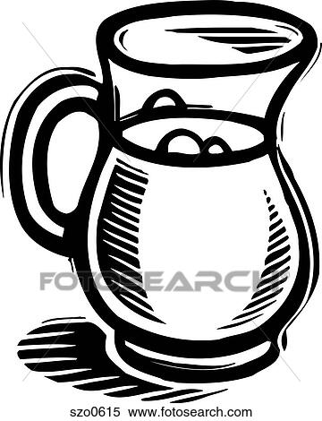 Stock Illustration - An illustration of a pitcher of milk in black and white. Fotosearch