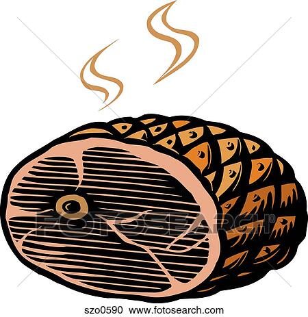 An illustration of ham ready to be served View Large Illustration Clipart - An illustration of ham ready to be served. Fotosearch