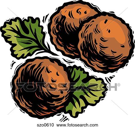 Clipart - An illustration of three meatballs. Fotosearch