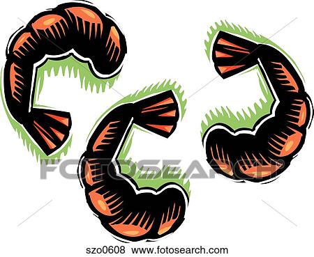 Stock Illustration - An illustration of three shrimps. Fotosearch