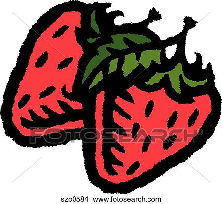 Stock Illustration - An illustration of two red strawberries. Fotosearch
