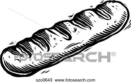 Drawing - Baguette, black and white. Fotosearch