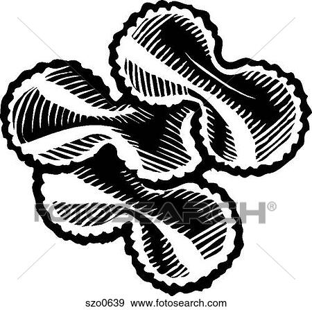 Stock Illustration - Bowtie pasta, black and white. Fotosearch