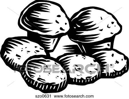 Clip Art - Muffins and cookies, black and white. Fotosearch