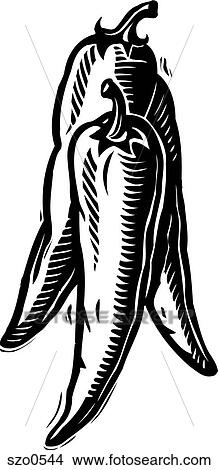 Three peppers in black and white View Large Illustration Stock Illustration - Three peppers in black and white. Fotosearch