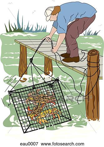 A man practicing crab trapping View Large Illustration Stock Illustration - A man practicing crab trapping. Fotosearch