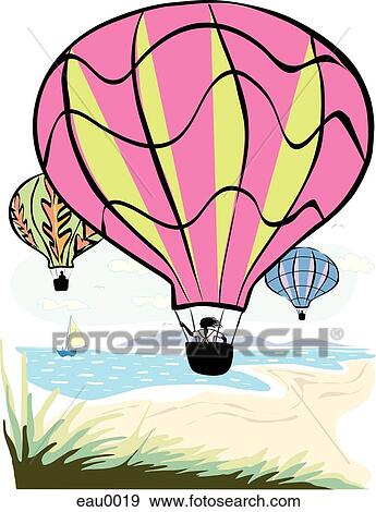 Stock Illustration - An illustration of people sightseeing on hot air balloons. Fotosearch