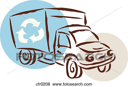 Stock Illustration - A truck delivering materials for recycling. Fotosearch