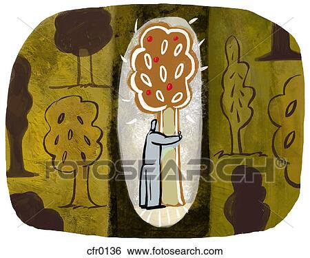 Stock Illustration - A picture of a man embracing nature. Fotosearch