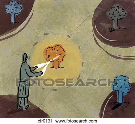 An illustration of a woman pruning a small tree View Large Illustration Clip Art - An illustration of a woman pruning a small tree. Fotosearch