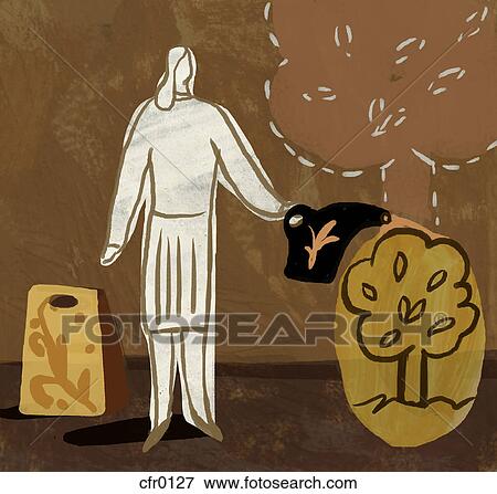 An illustration of a woman watering a small tree View Large Illustration Stock Illustration - An illustration of a woman watering a small tree. Fotosearch