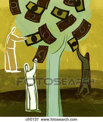 An illustration of people picking money from a tree View Large Illustration Stock Illustration - An illustration of people picking money from a tree. Fotosearch