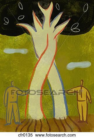 Stock Illustration - An illustration of two trees growing together. Fotosearch