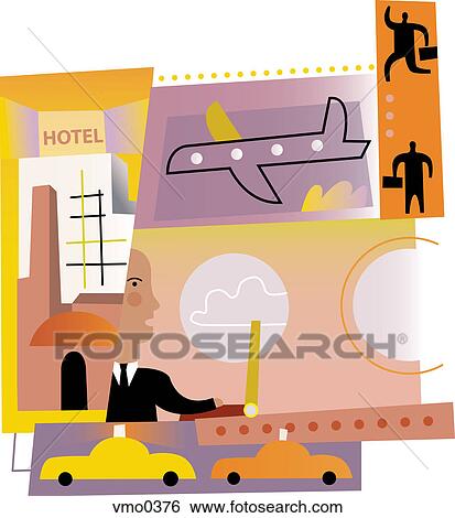 A businessman traveling for business View Large Illustration Stock Illustration - A businessman traveling for business. Fotosearch