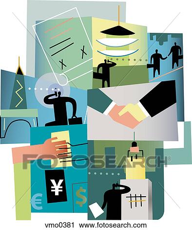 Clip Art - An illustration of business agreements. Fotosearch
