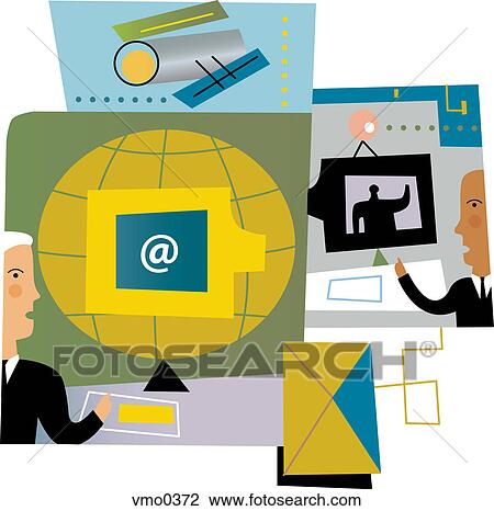 Drawing - An illustration of modern business communications. Fotosearch