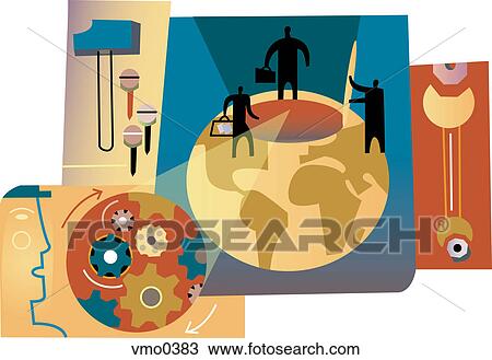 Drawing - An illustration of the 'Global machine'. Fotosearch