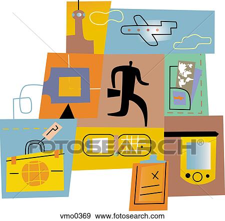 Stock Illustration - Business travel montage. Fotosearch