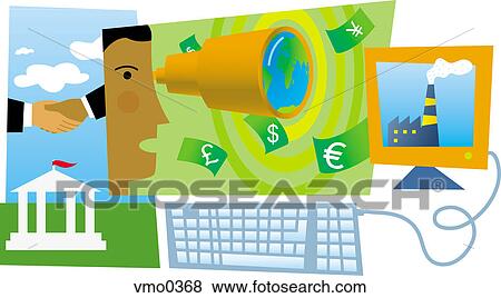 Stock Illustration - Company vision and expansion, montage. Fotosearch