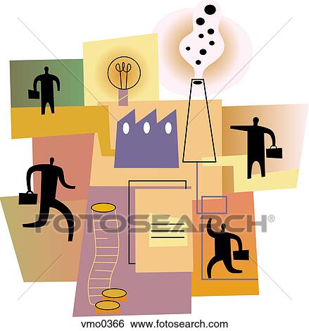 Stock Illustration - Different parts of a company, montage. Fotosearch