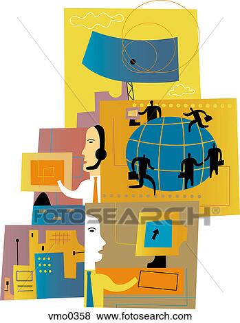 Global call center montage View Large Illustration Stock Illustration - Global call center montage. Fotosearch