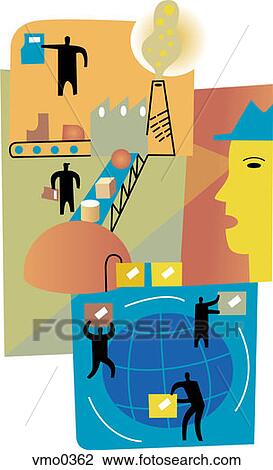 Drawing - World export and distribution montage. Fotosearch