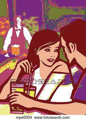 Stock Illustration - An illustration of a man and woman on a date. Fotosearch