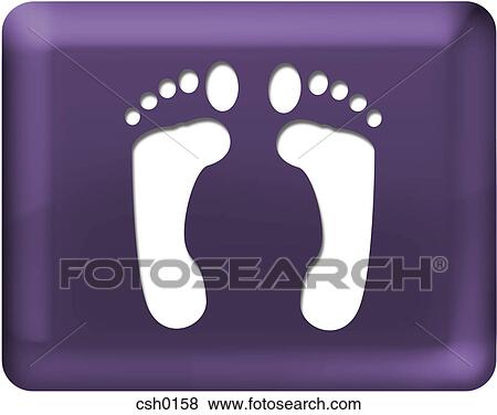 Stock Illustration - A drawing of footprints on purple background. Fotosearch